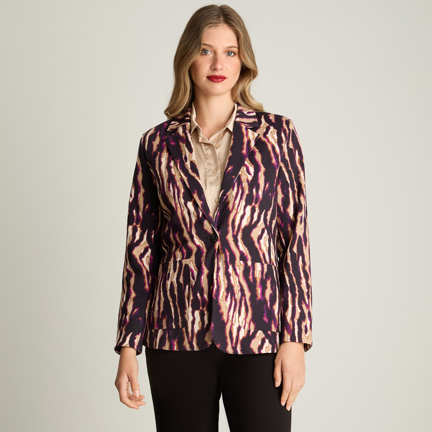 Blazer Manga Larga Estampado Negro Lorenzo Di Pontti